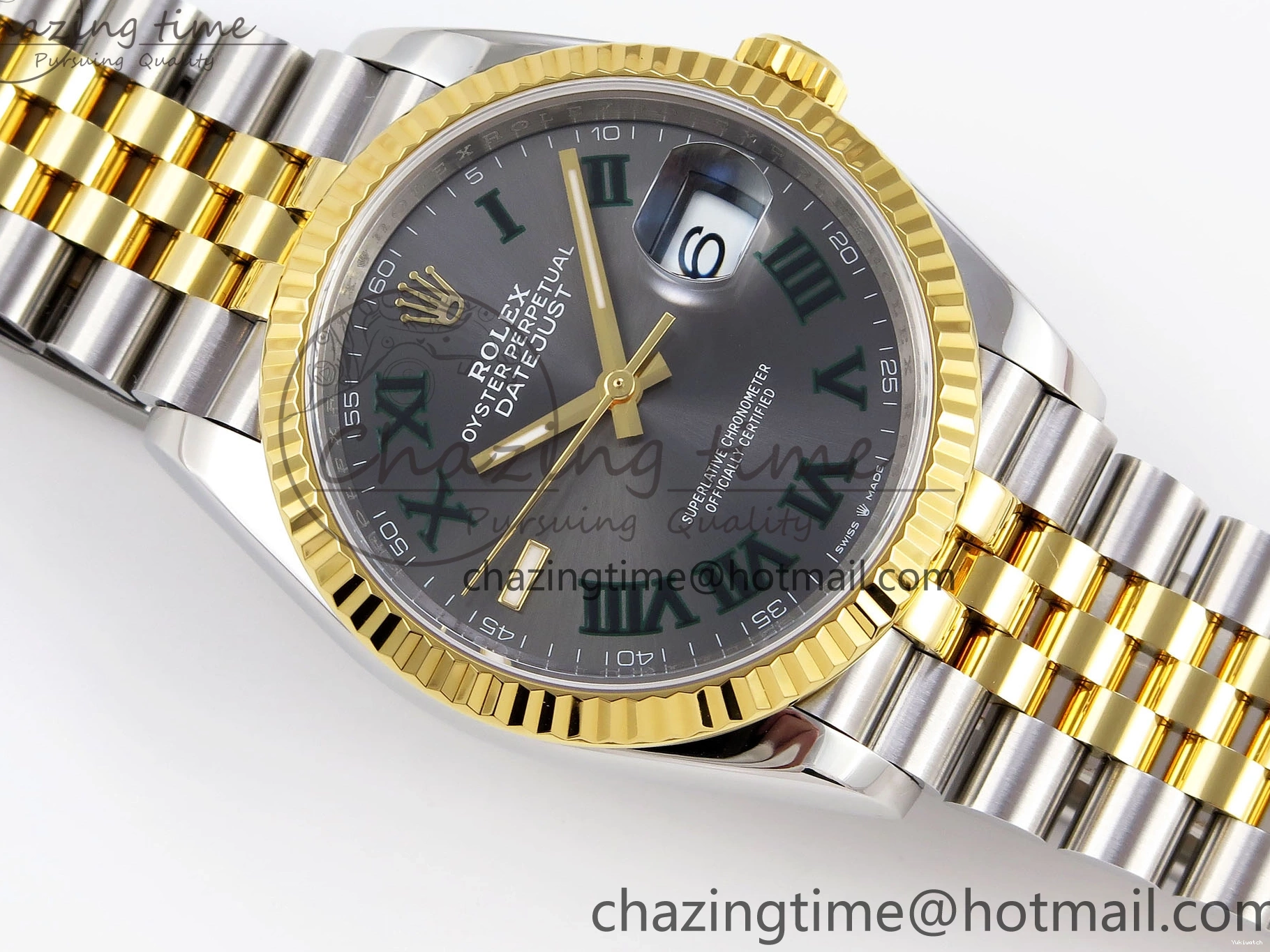 Bracelet Marker SS DateJust VSF VS3235 36 YG Roman 904L 126233 Edition 1:1 Steel Best Green Jubilee Gray on Dial 0211